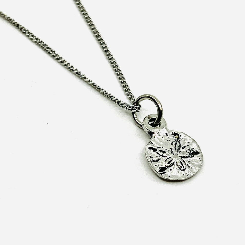 Pewter Sand Dollar Pendant Necklace Jewelry Basic Spirit 