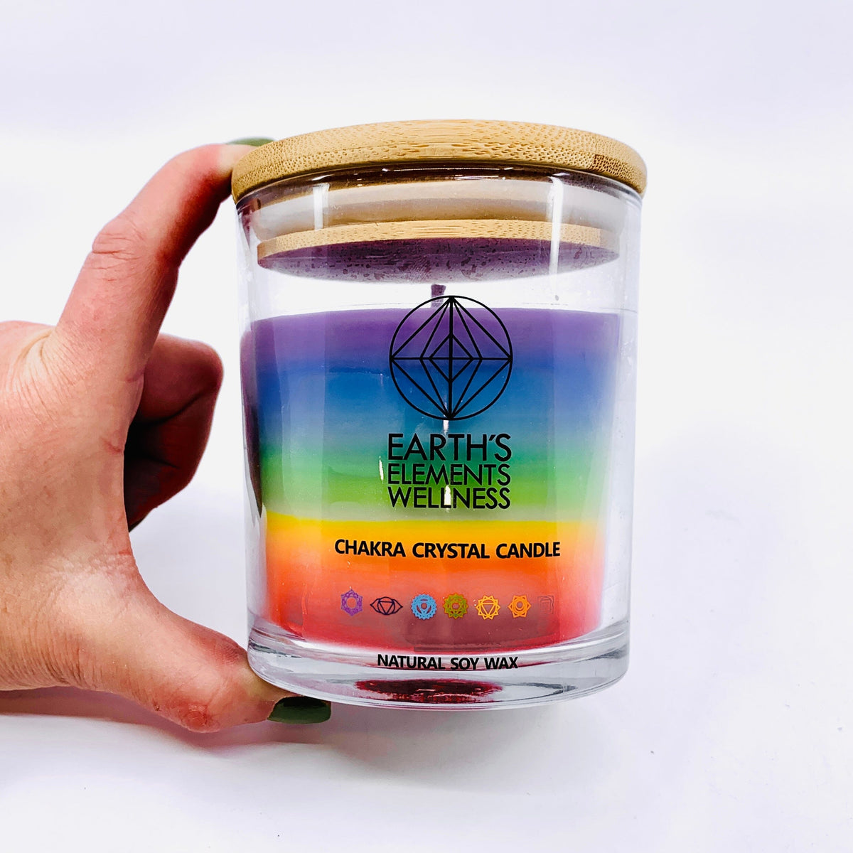 Crystal Candle, Chakra Decor Earth&#39;s Elements 