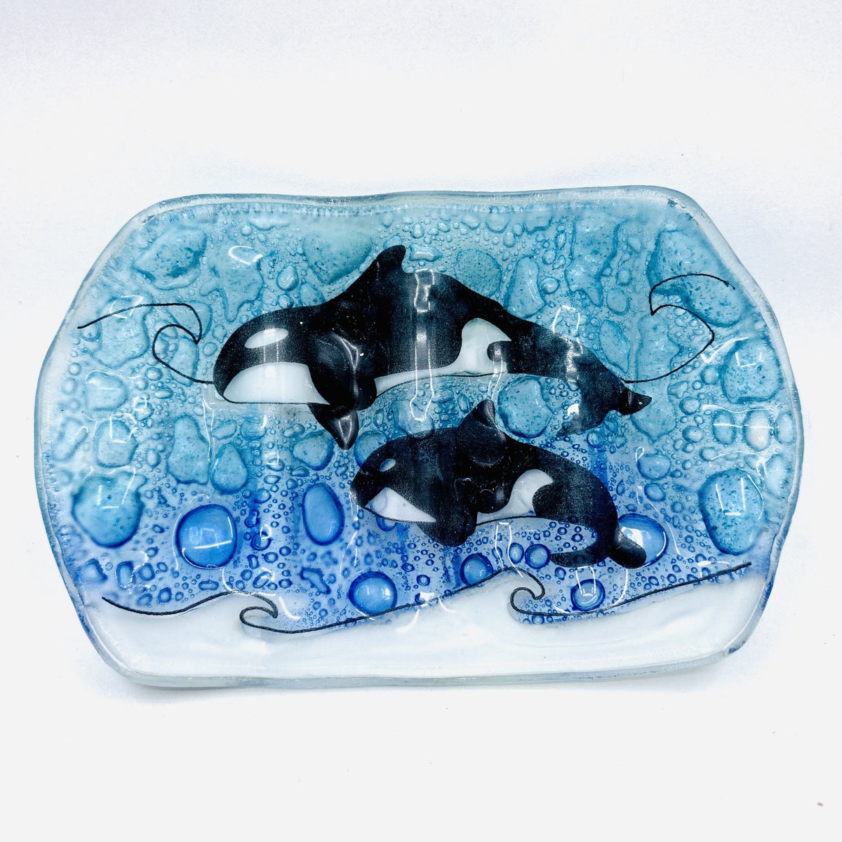Copy of Fair Trade Soap Dish - SD-32 Orca Whales Dishware Pam Peana 