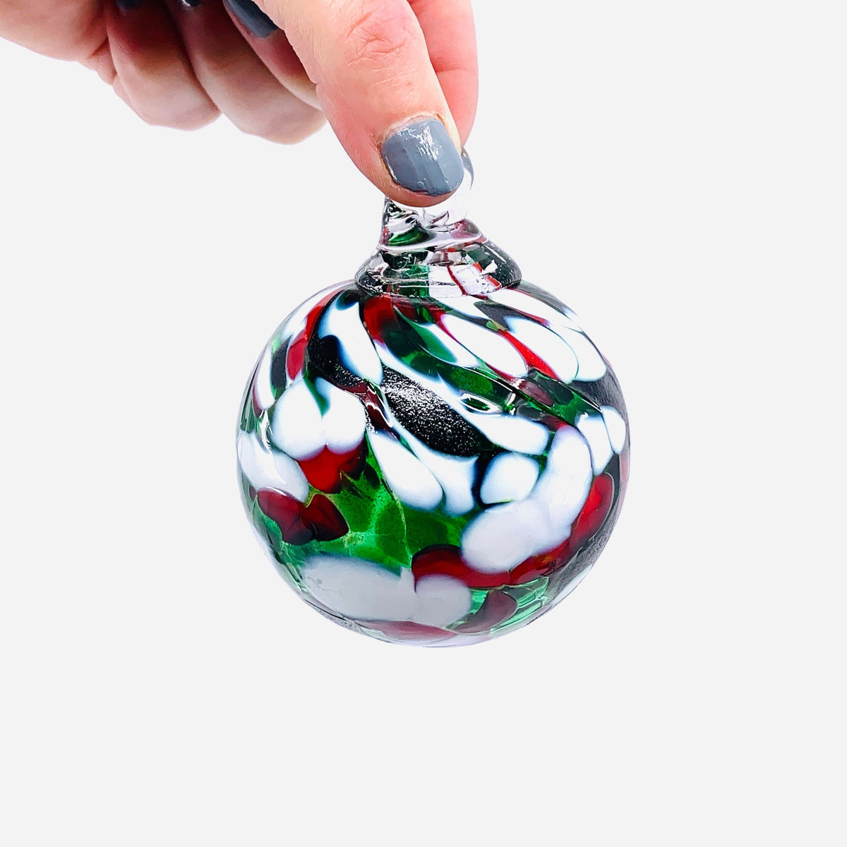 Mini Holiday Ornament, Holly Ornament Luke Adams Glass Blowing Studio 