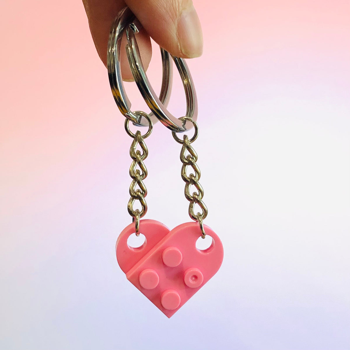 Brick Heart Matching Keychains Manufactured Overseas Pink 