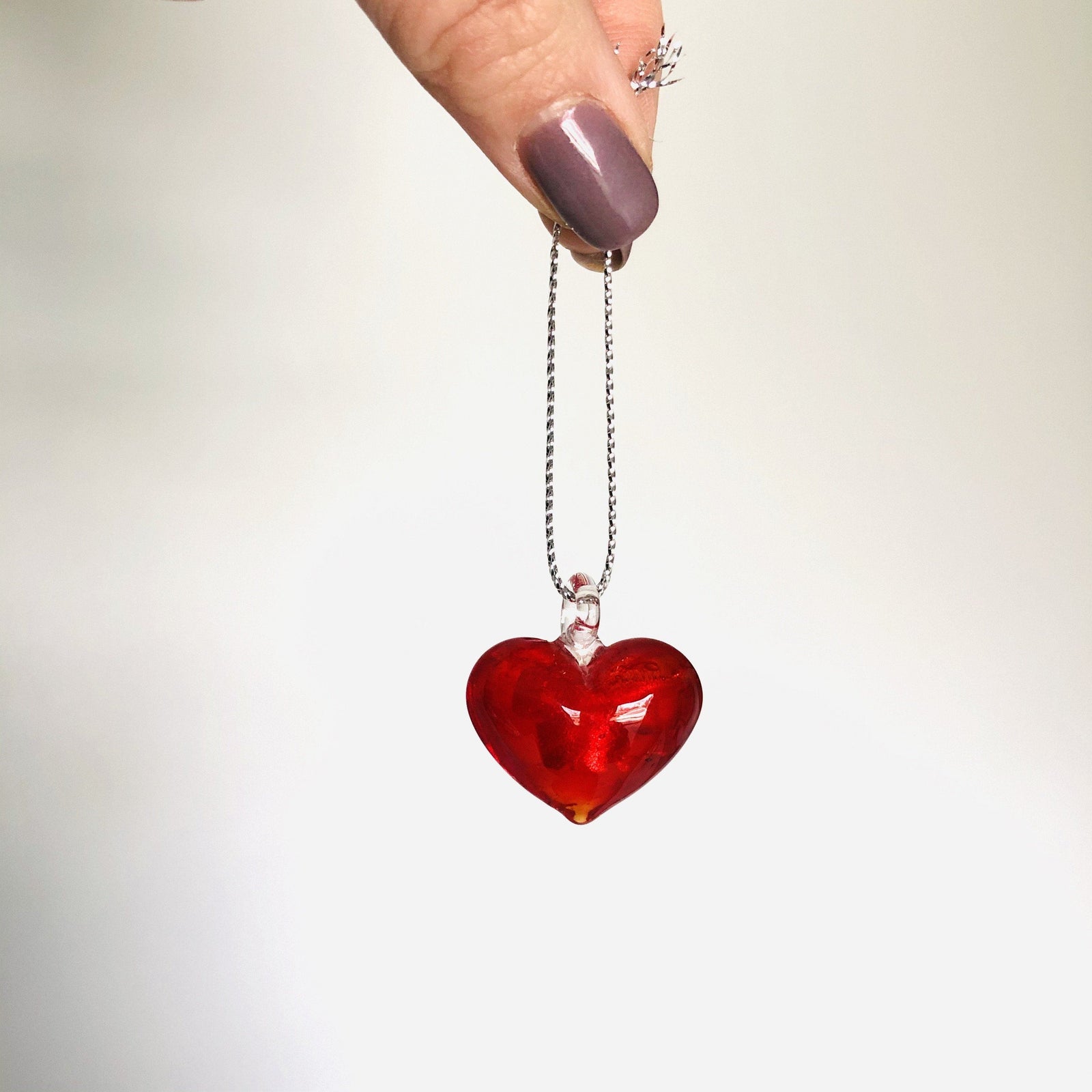 Red Glass Foil Hearts Luke Adams Glass Blowing Studio 