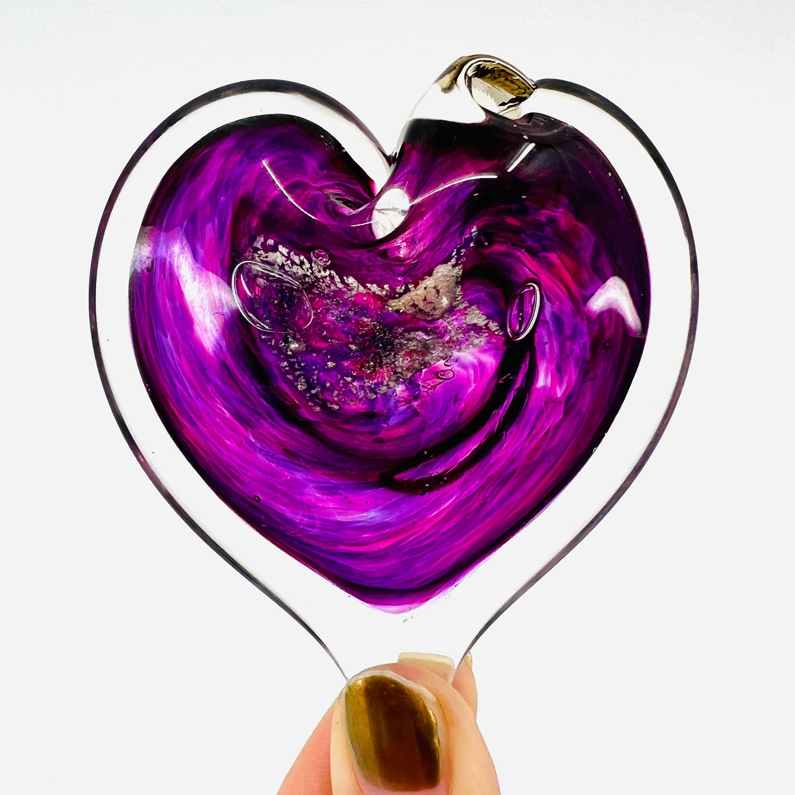 Heart Ornament, Alexandrite Suncatcher Luke Adams Glass Blowing Studio 