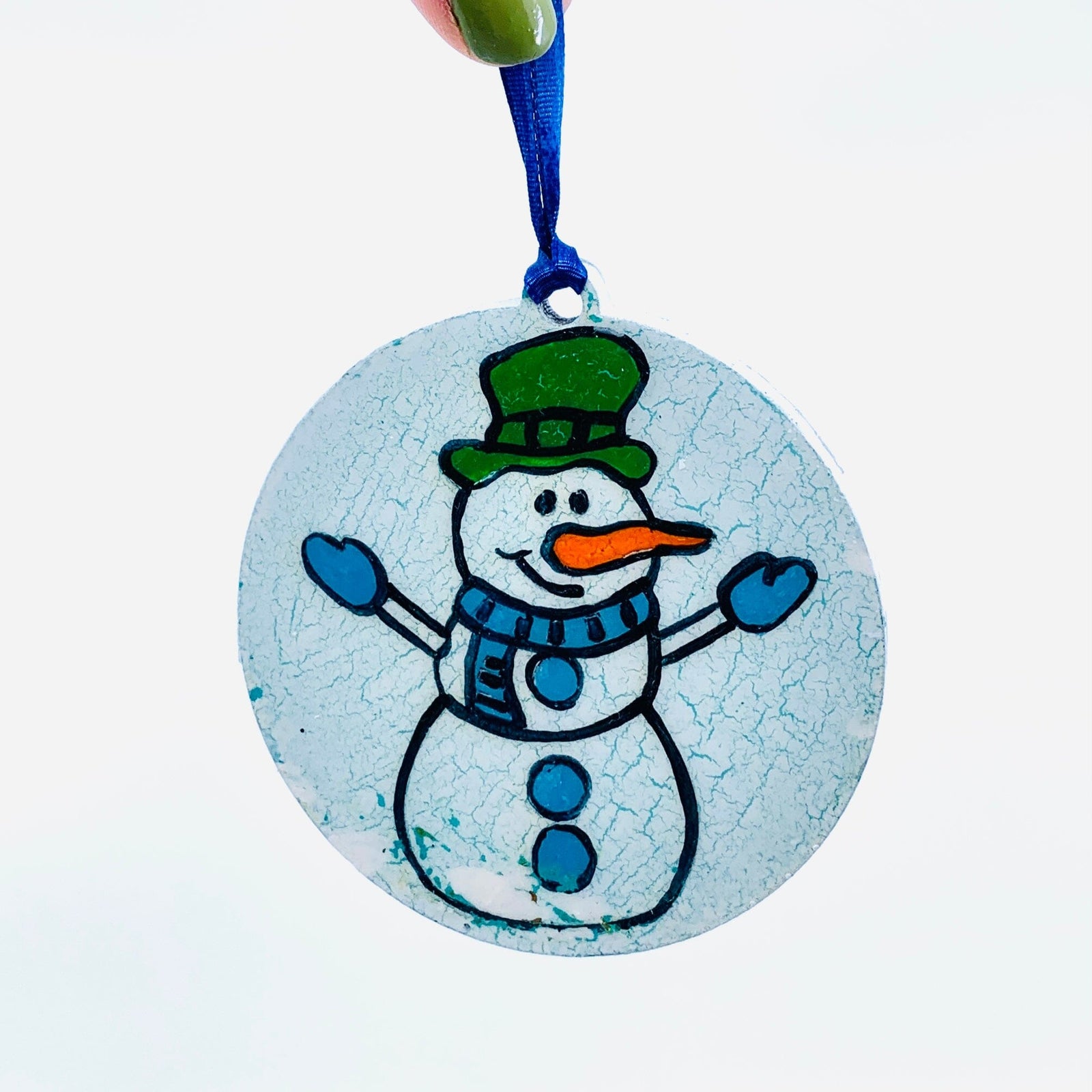 Recycled Wood Ornament, Hugging Snowman Ornament Pam Peana 