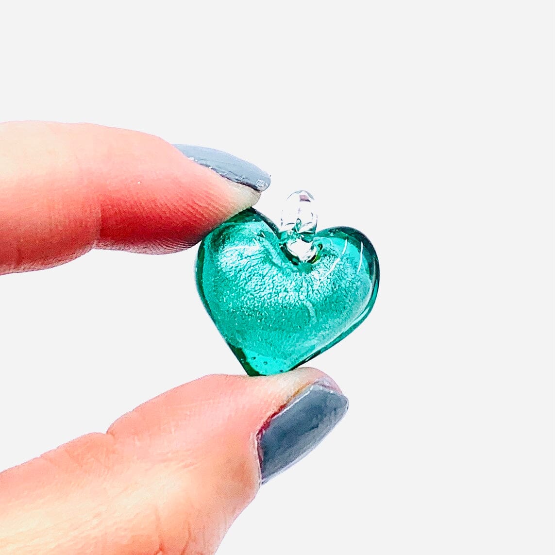 Glass Foil Hearts, Lagoon Miniature - 