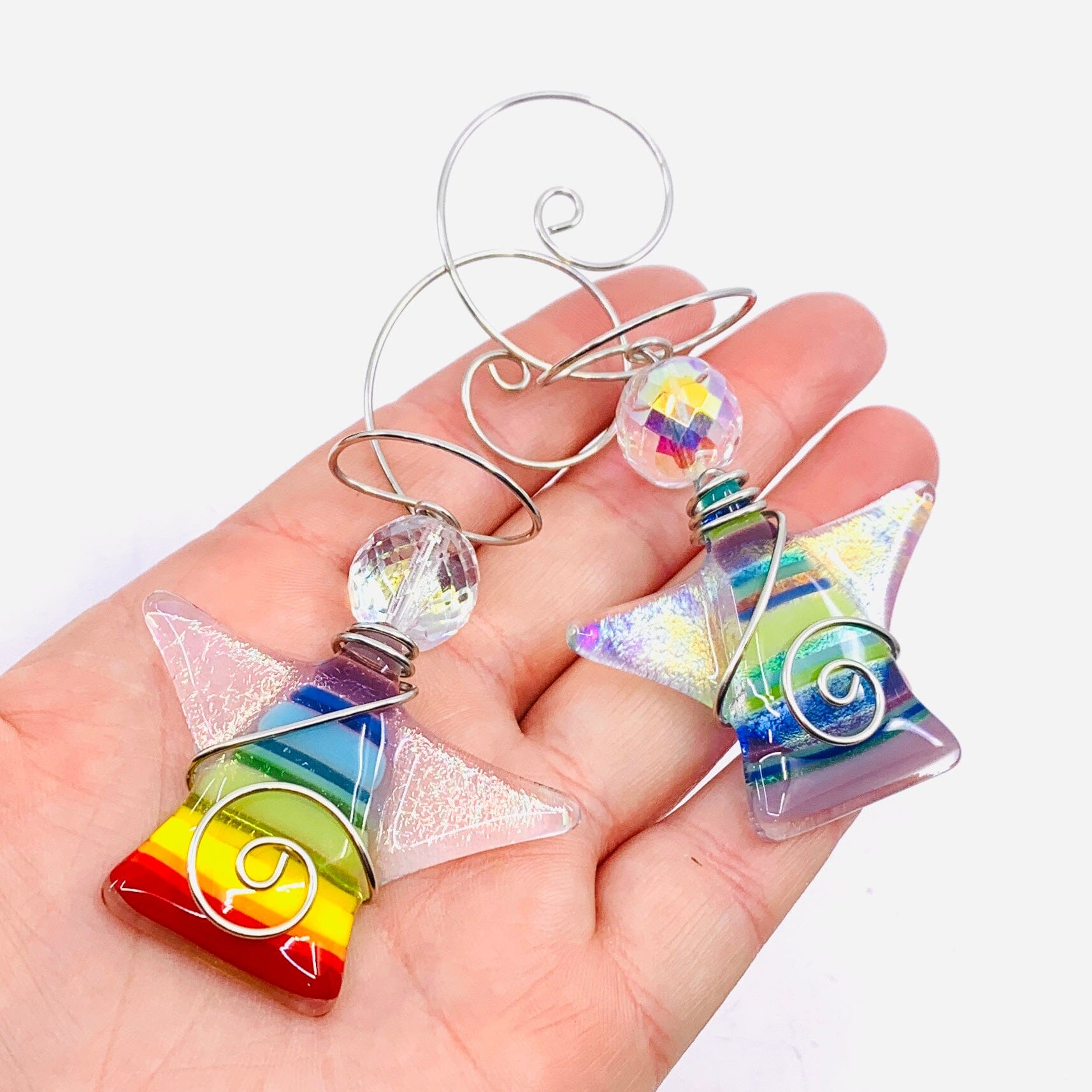 Striped Fused Tiny Angels, Violet Luke Adams Glass Blowing Studio