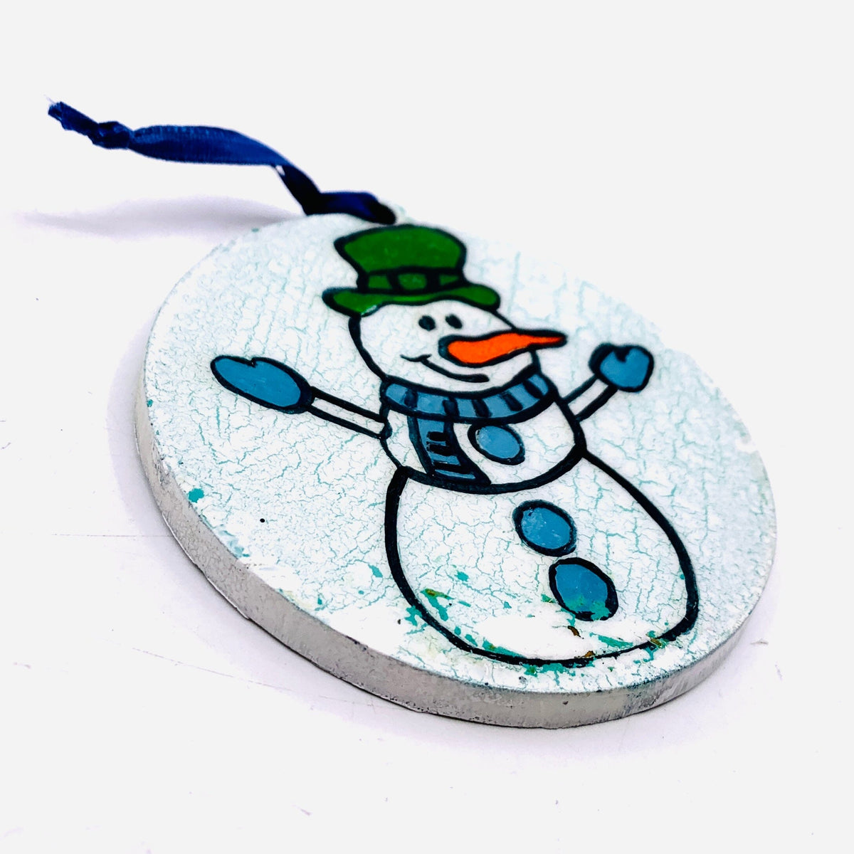 Recycled Wood Ornament, Hugging Snowman Ornament Pam Peana 
