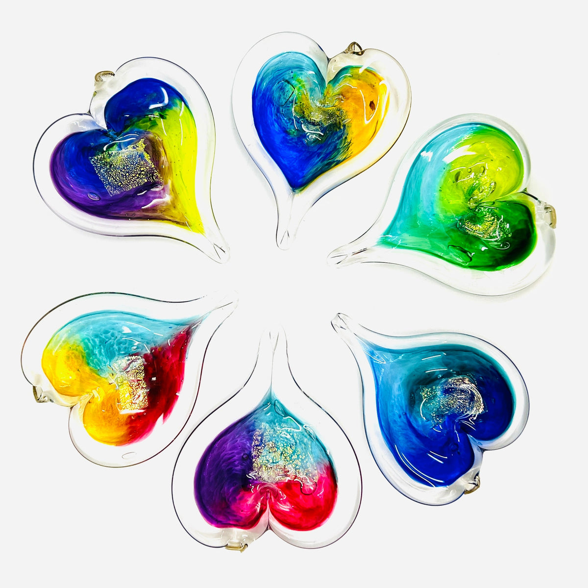Heart Ornament, Swiss Alps Suncatcher Luke Adams Glass Blowing Studio 