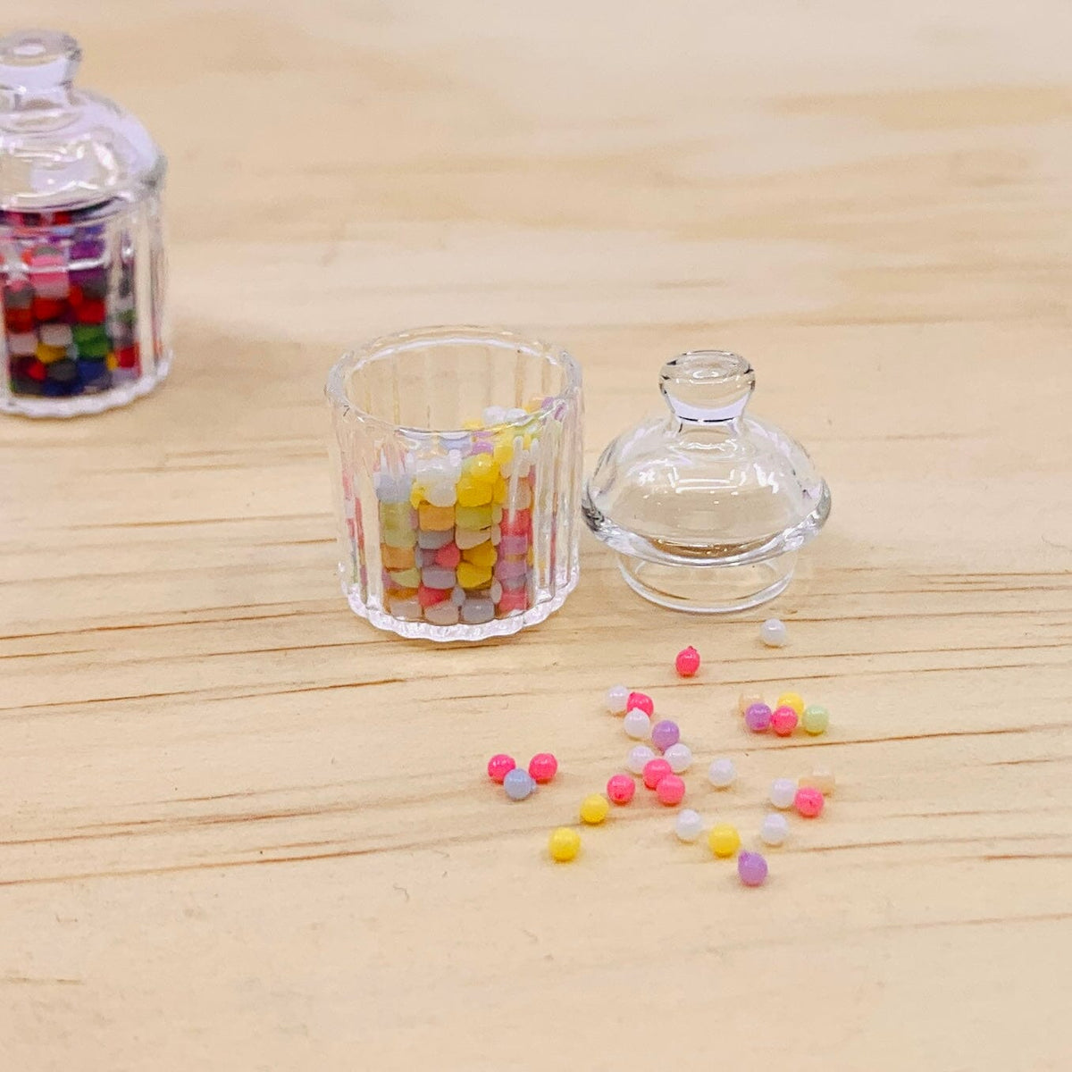 Tiniest Glass Jellybean Jar Miniature - Pastel 