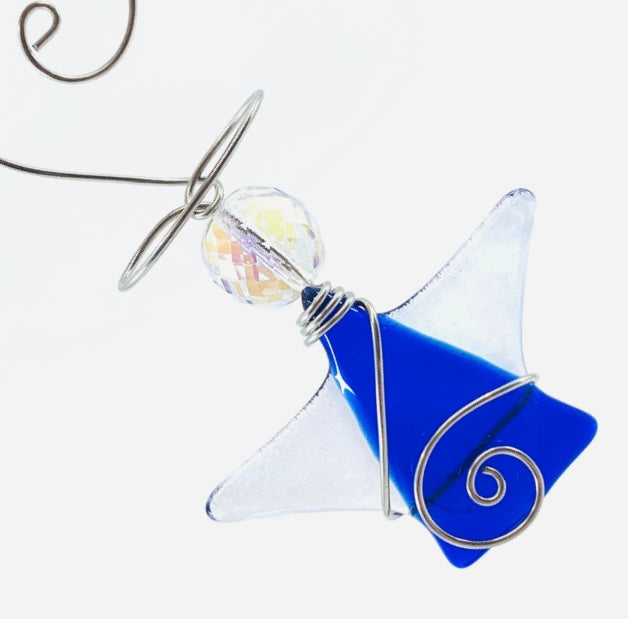 Fused Tiny Angels Ornament Haywire Art Blue 