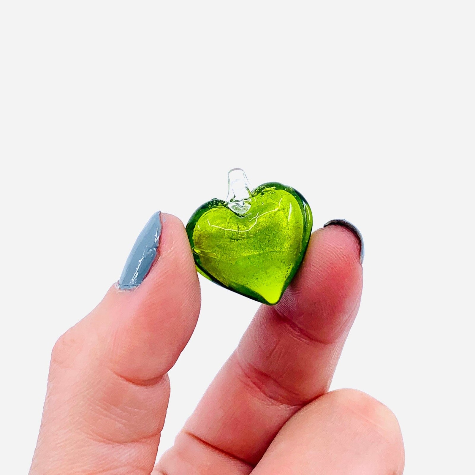 Glass Foil Hearts, Lime Miniature - 