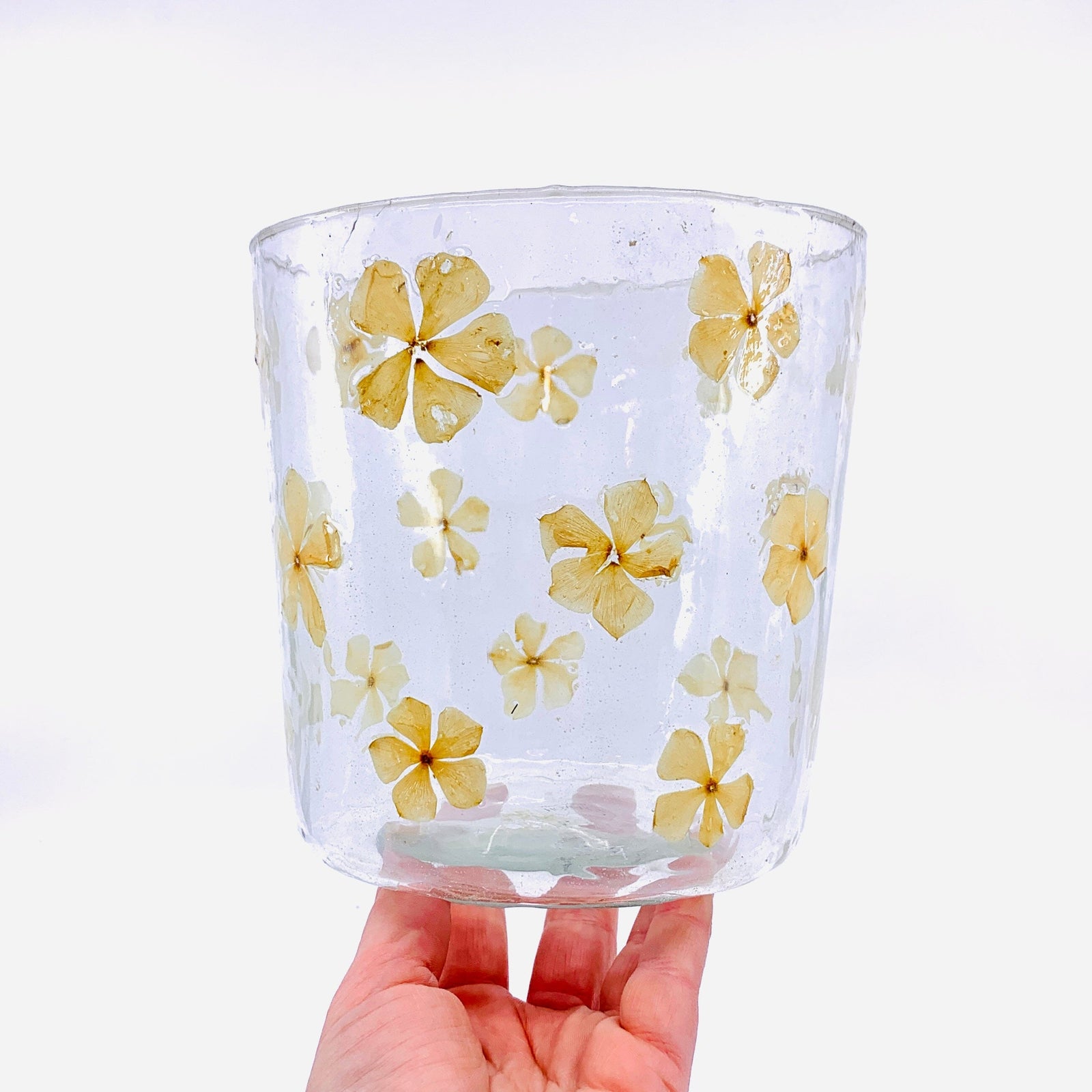 Enameled Flower Hurricane, Medium Decor HomArt 