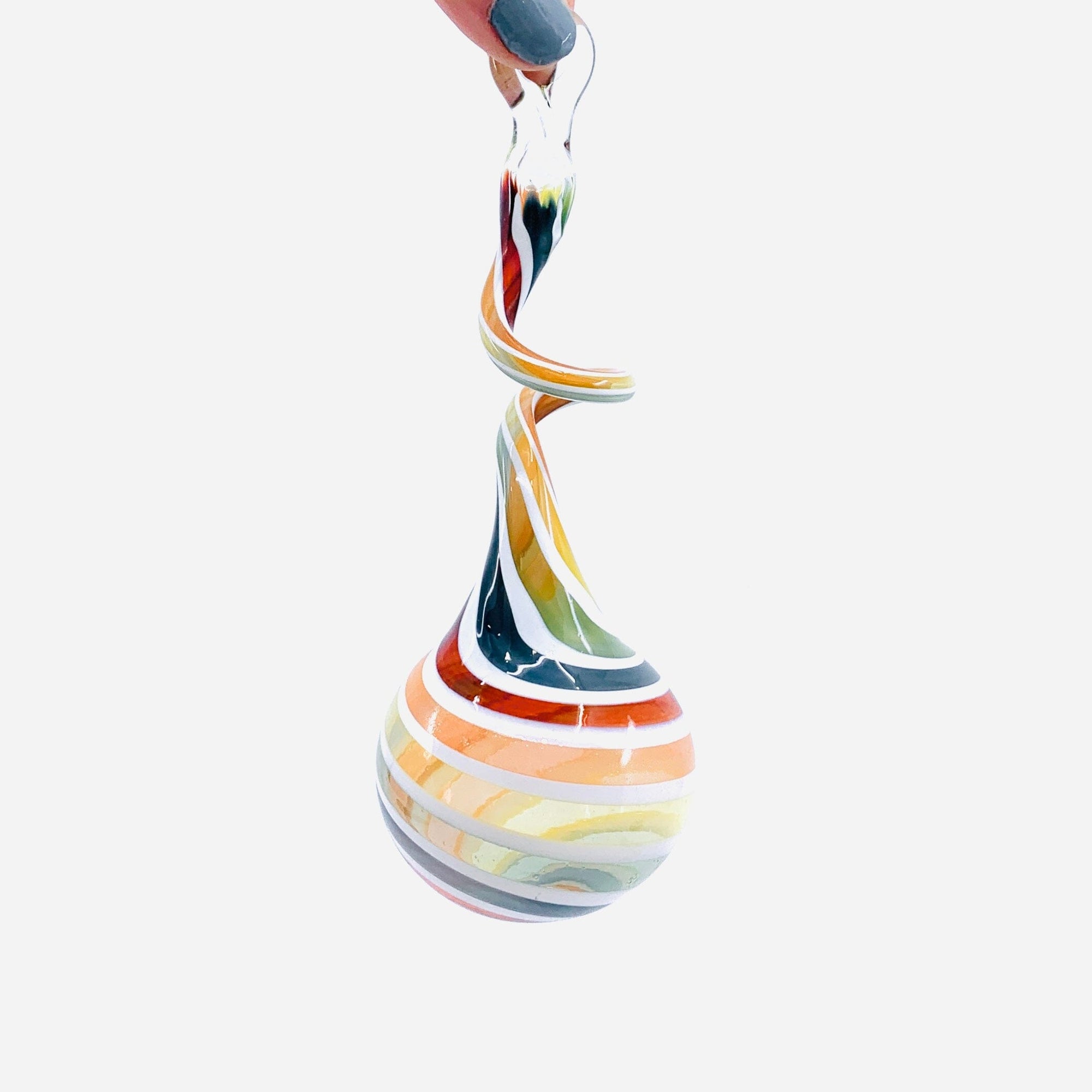 Swirl Drop Ornament, Multi White Stripe Ornament Probstein Studios 