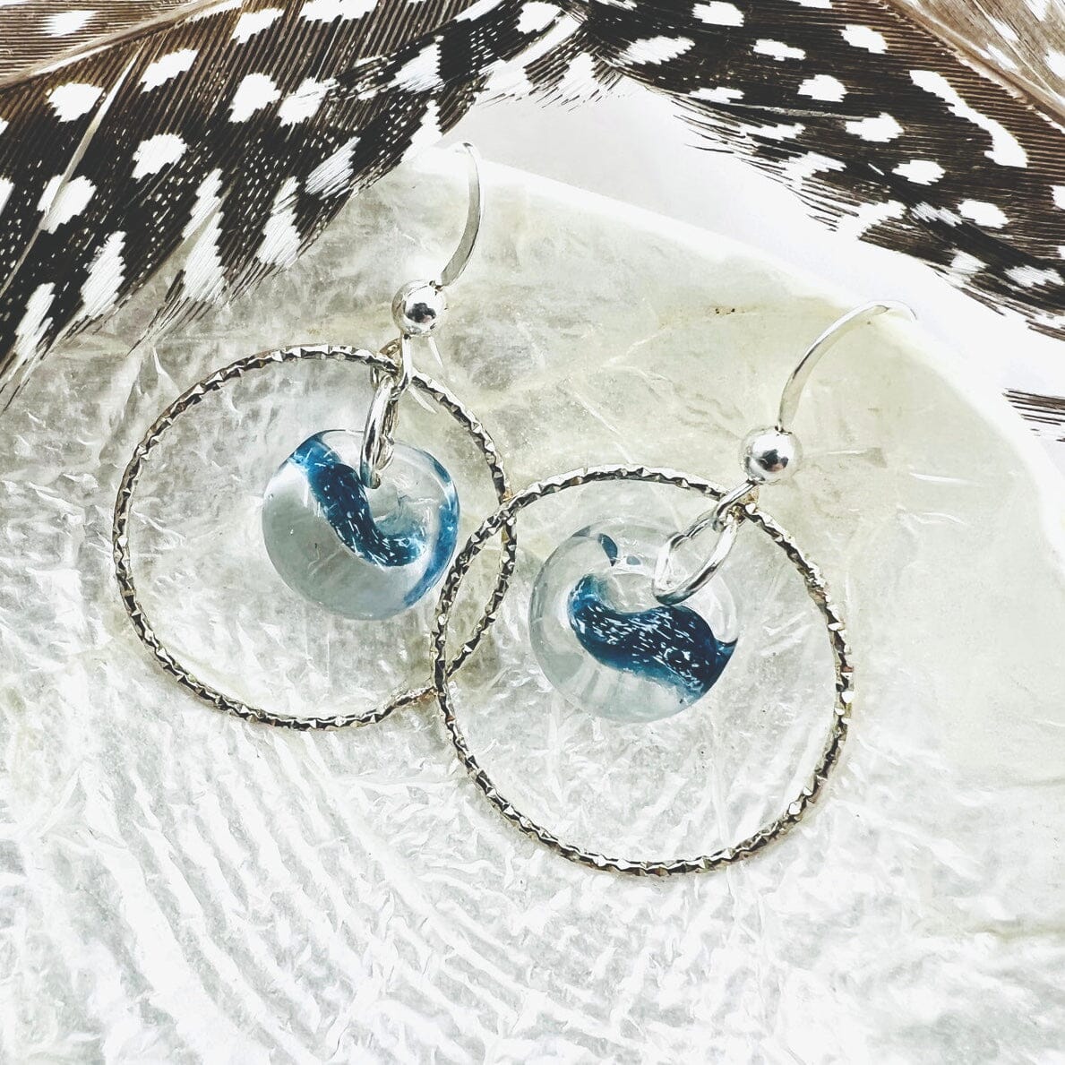 Glass Bead Diamond Cut Hoop Earrings Jewelry Sosie Designs 