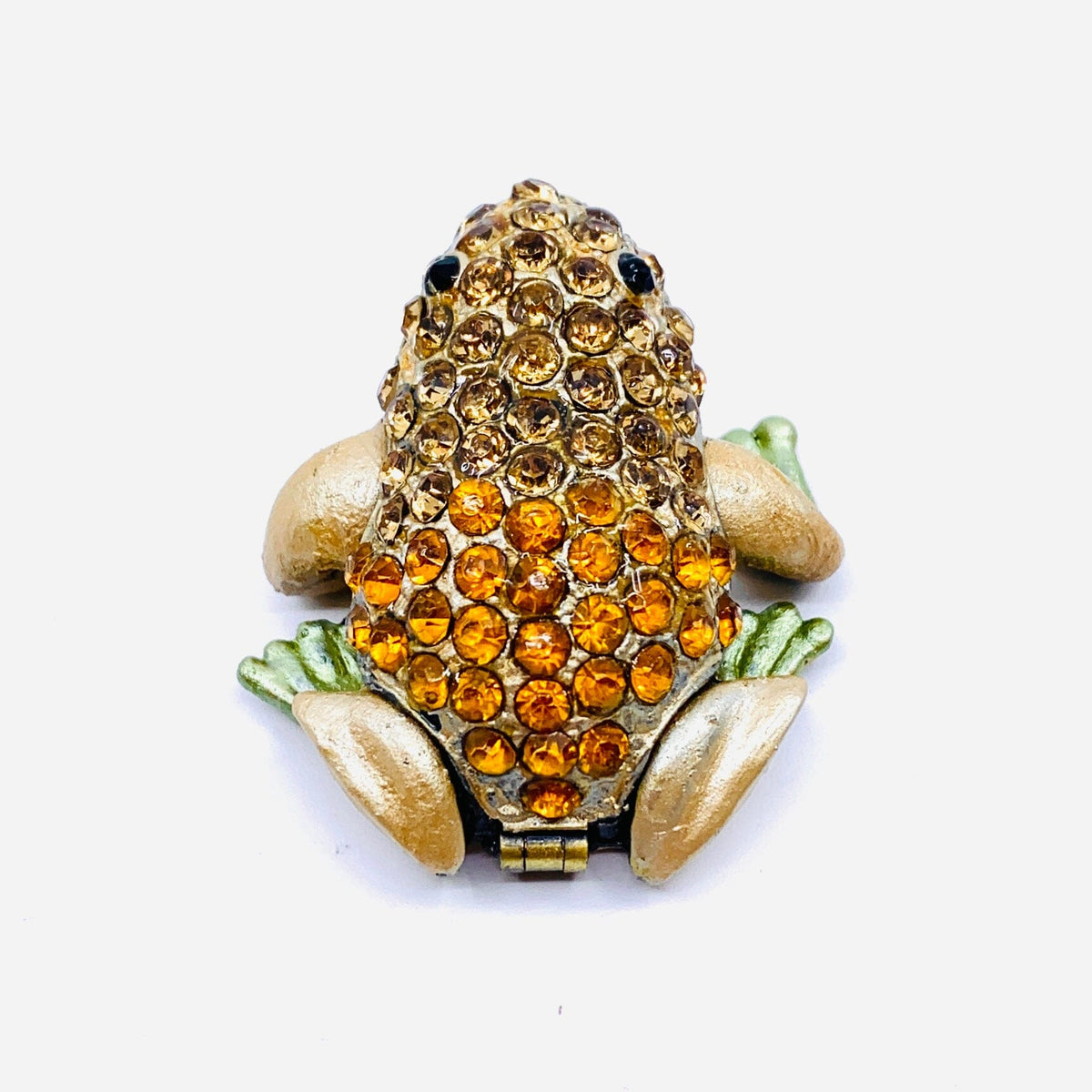 Bejeweled Enamel Trinket Box, Tiny Frog Decor Kubla Craft 
