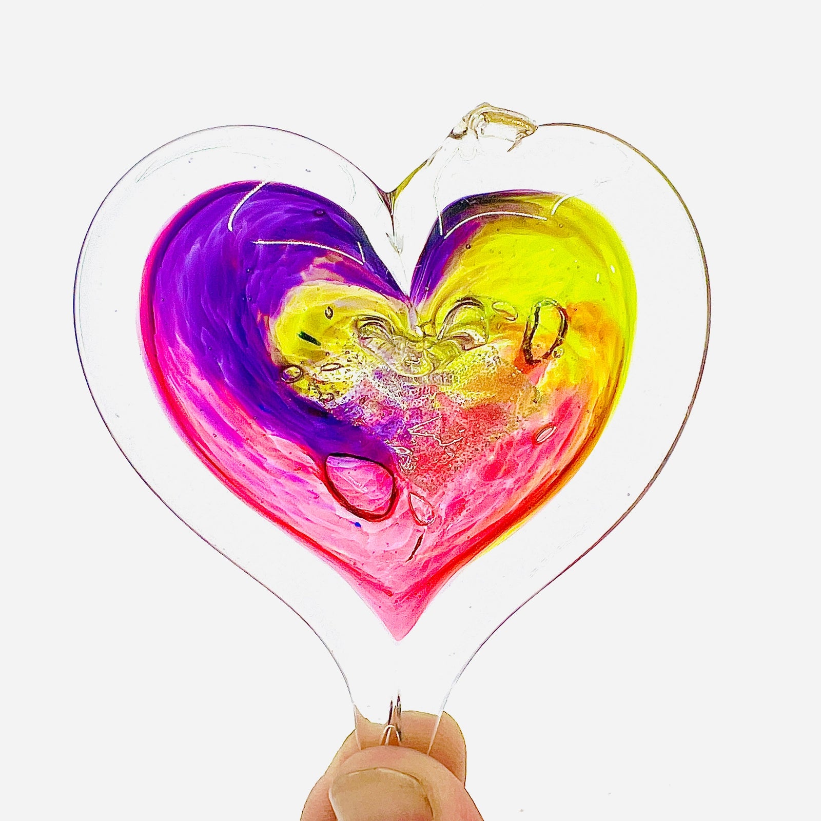 Heart Ornament, Bloom Suncatcher Luke Adams Glass Blowing Studio 