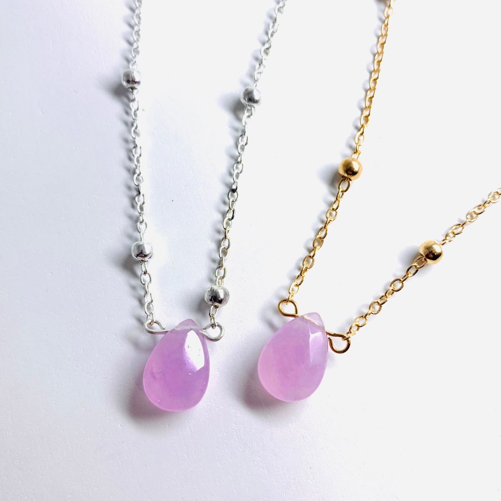 Teardrop Gem Lilac Necklace Jewelry - 