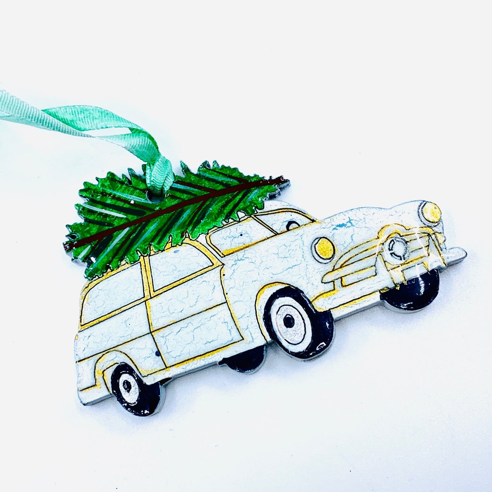 Recycled Wood Ornament, Station Wagon Ornament Pam Peana 