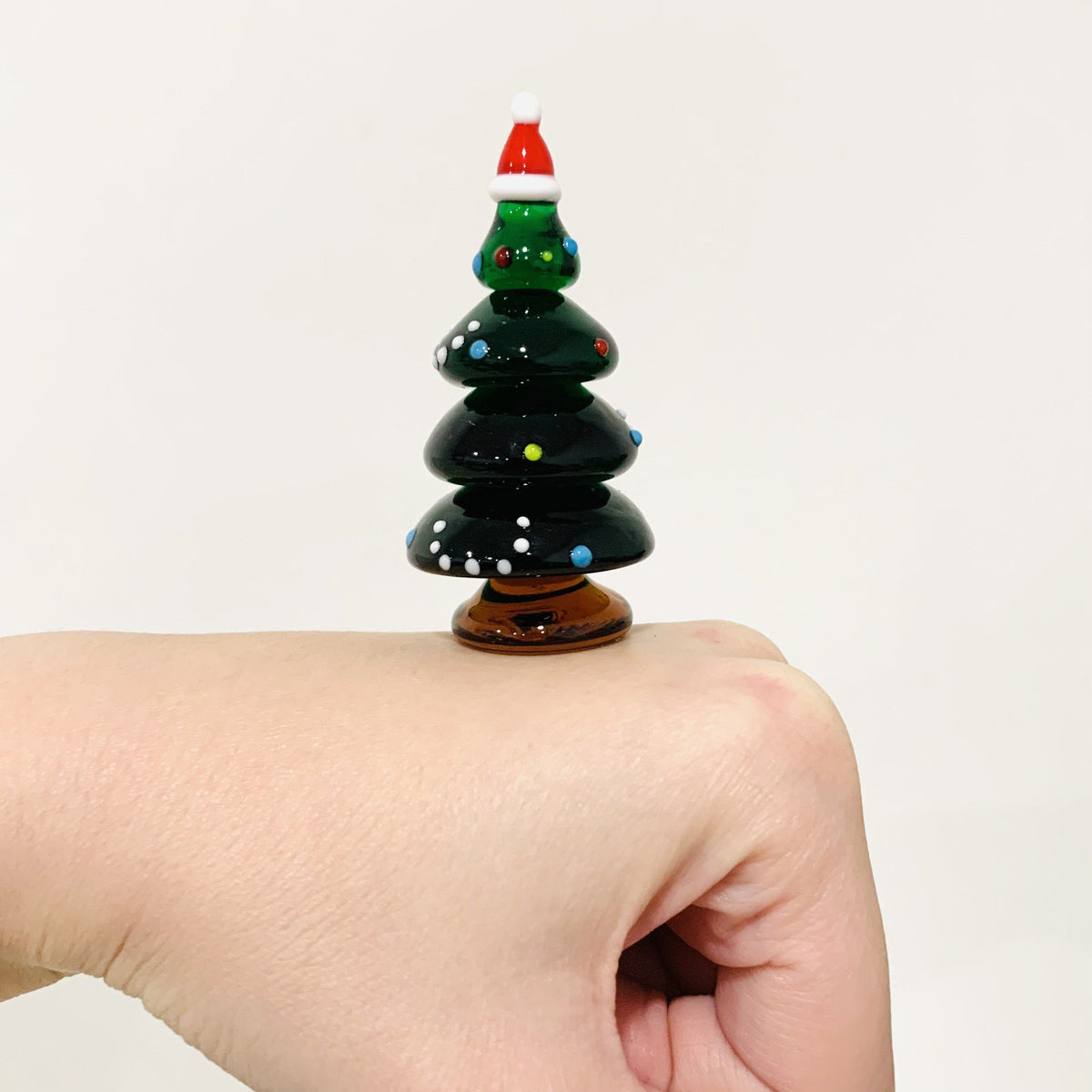 Little Glass Trees, Santa Hat Miniature - 