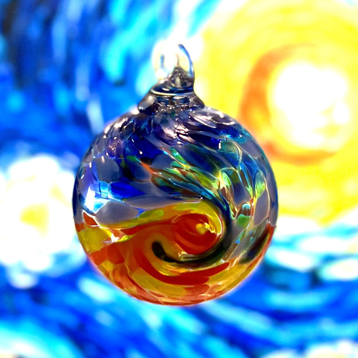 *FREE SHIPPING* Mini Ornament, Starry Night Ornament Luke Adams Glass Blowing Studio 