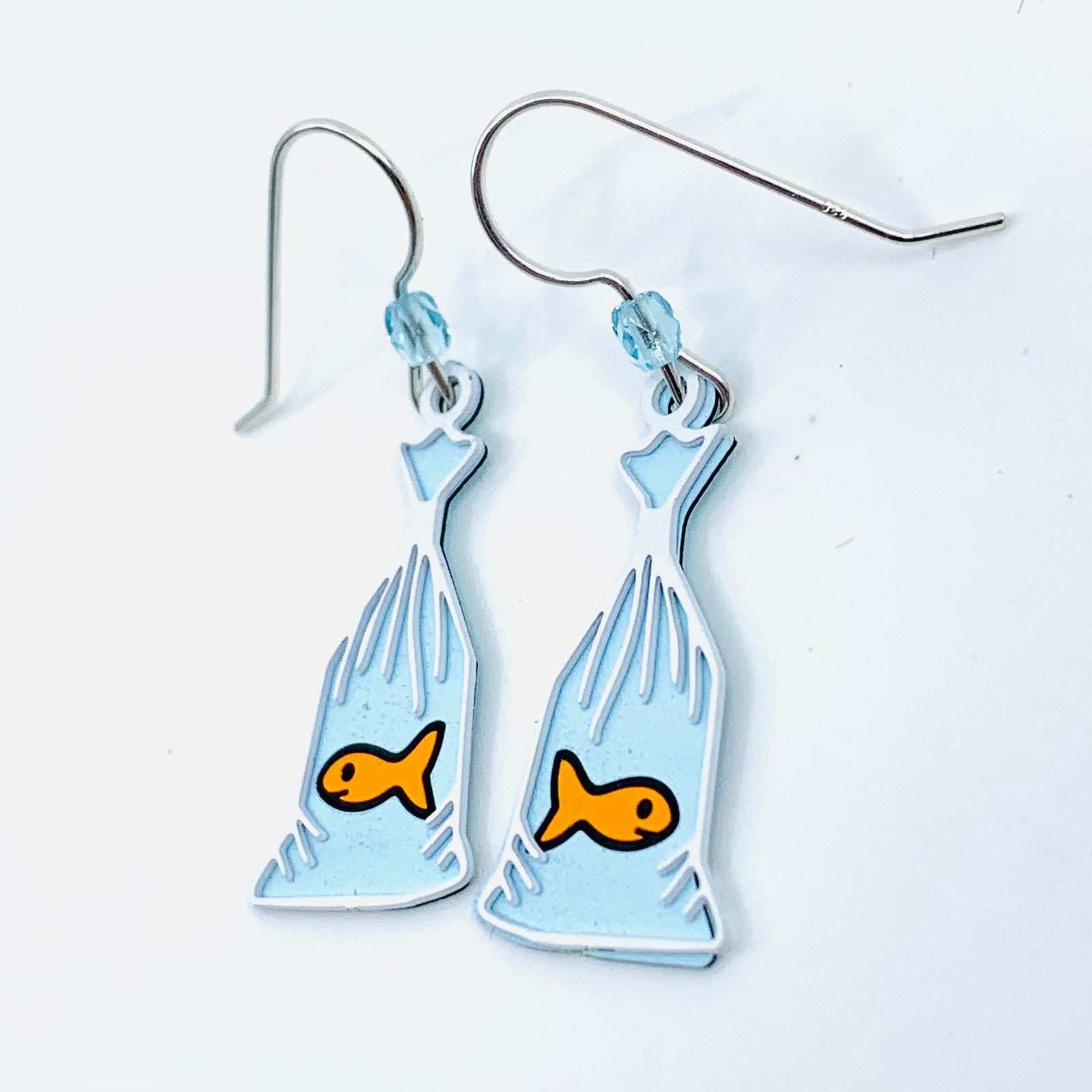 Tiny Whimsical Earrings, Goldfish Bag Sienna Sky 