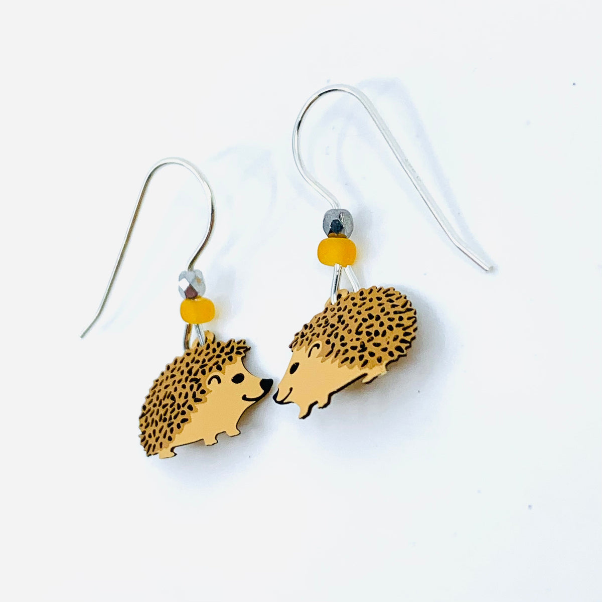 Tiny Whimsical Earrings, Hedgehog Sienna Sky 