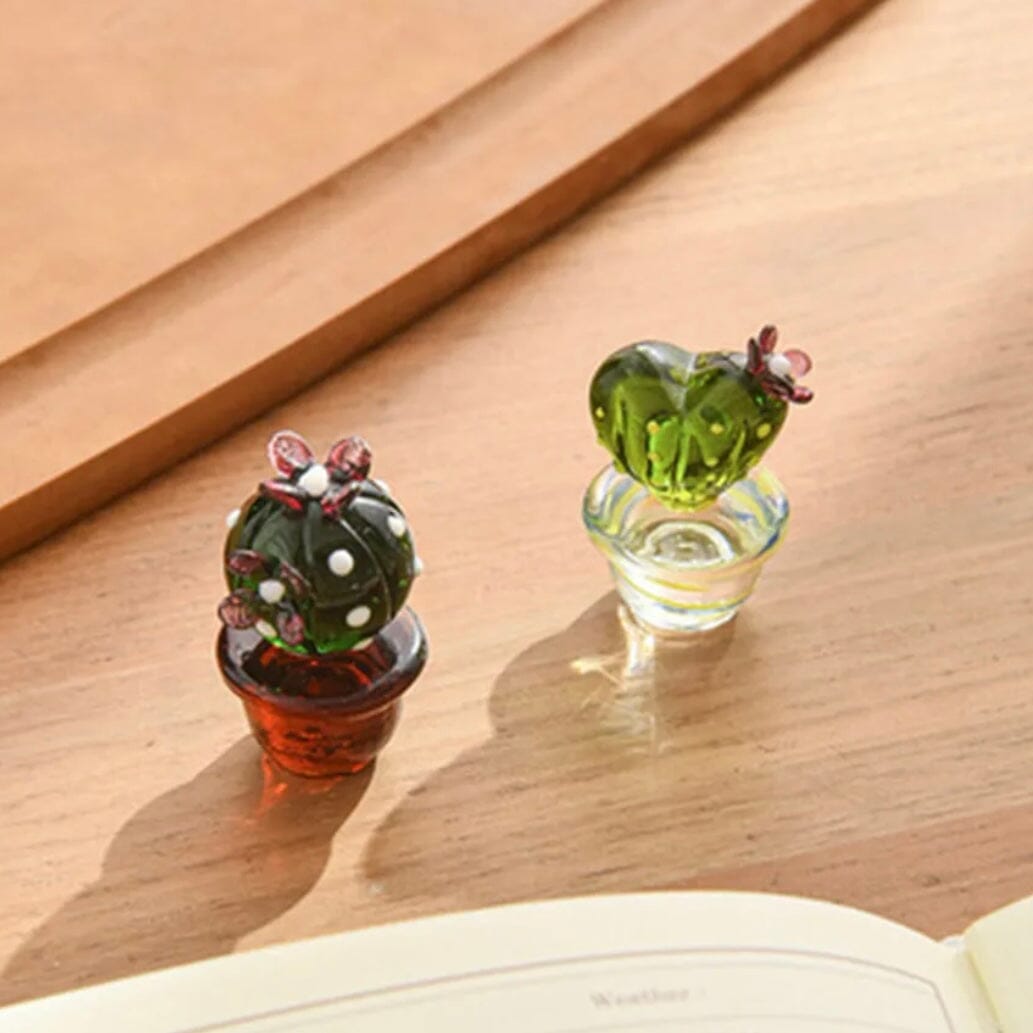 Glass Cactus Round Barrel Miniature - 