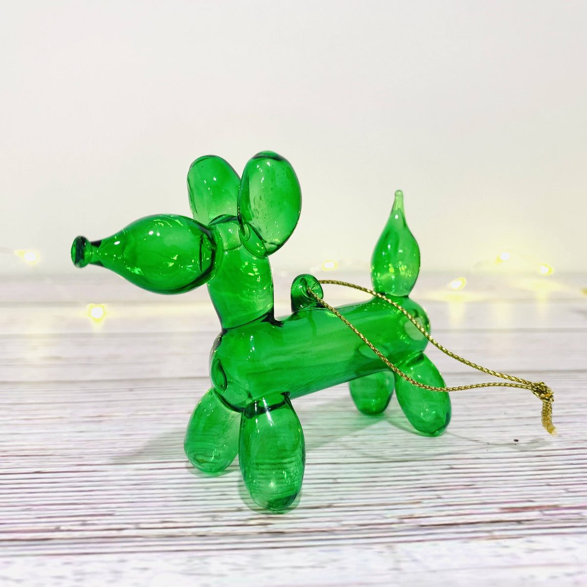 Balloon Dog Glass Ornament Ornament Glitterville Green 