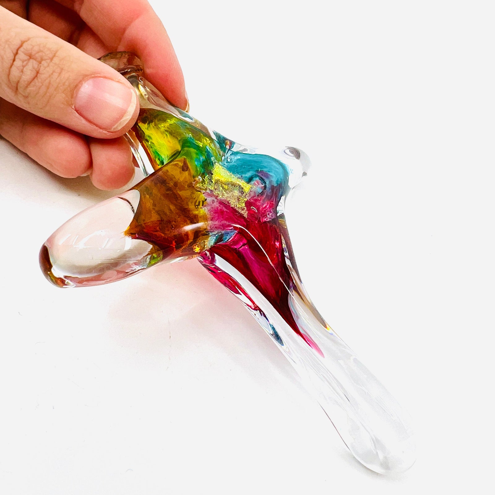 Cross Ornament, Fiji Suncatcher Luke Adams Glass Blowing Studio Large 