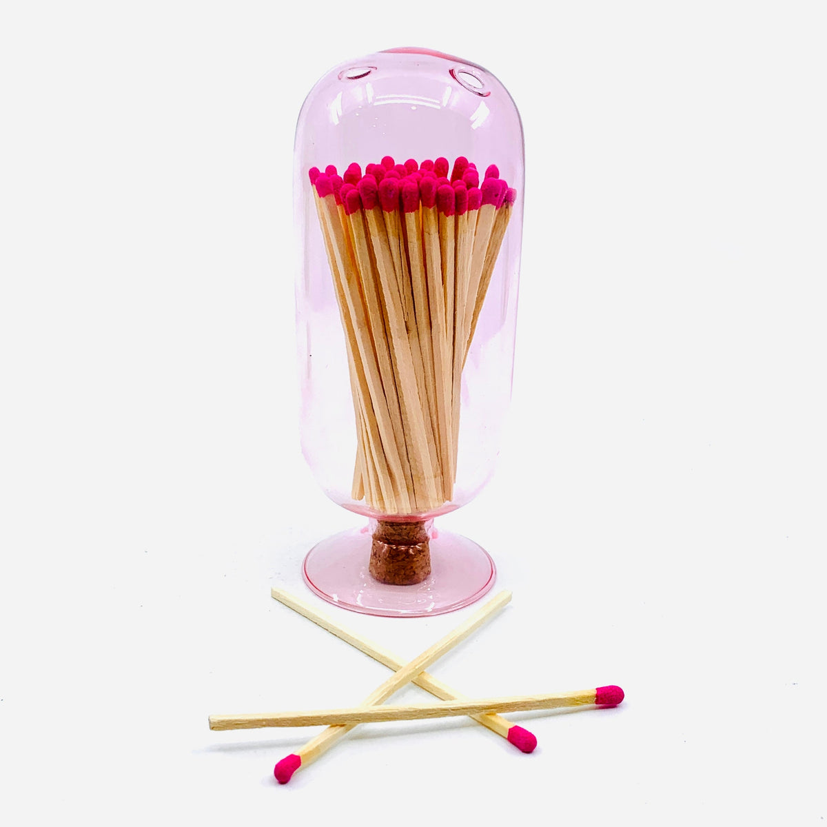 Glass Matchstick Holder 1 Creative Co-op Pink 