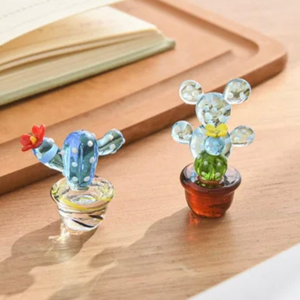 Glass Cactus Baby Blue Miniature - 