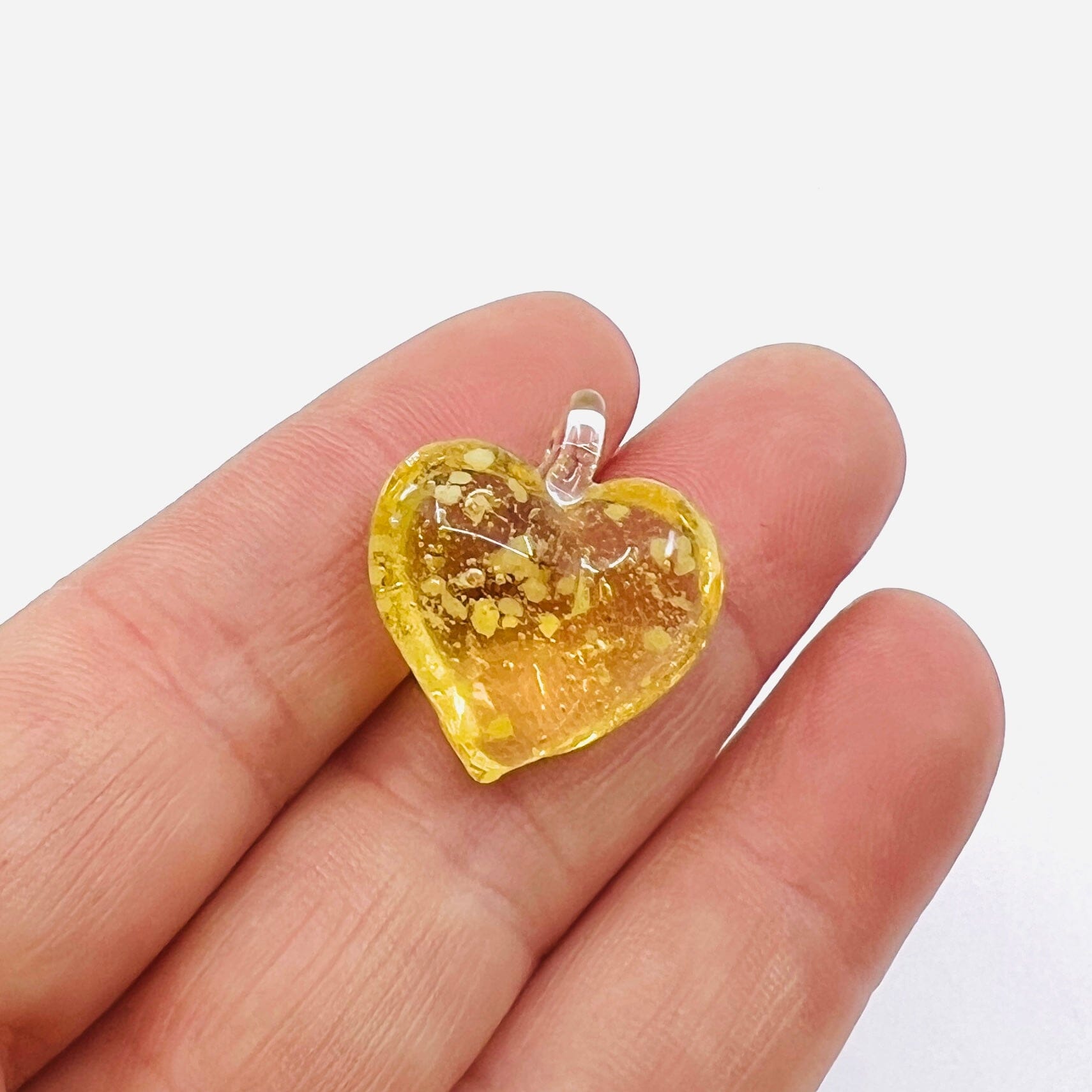 Glass Glow in the Dark Hearts, Gold Miniature - 