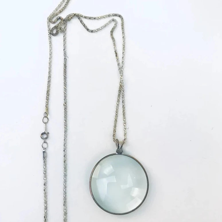 Magnifying Glass Jewelry, Looking Glass Pendant, Long Necklace (1625) /  Bayou Glass Arts