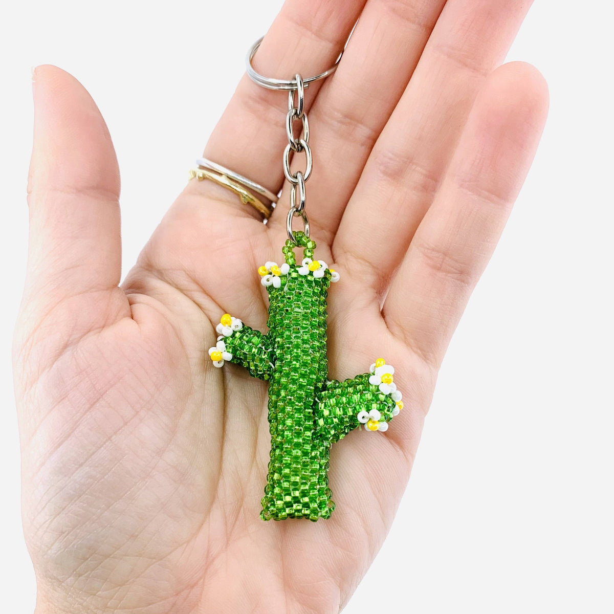 Glass Beaded Key Chain, Cactus Accessory Lumily Golden Torch 