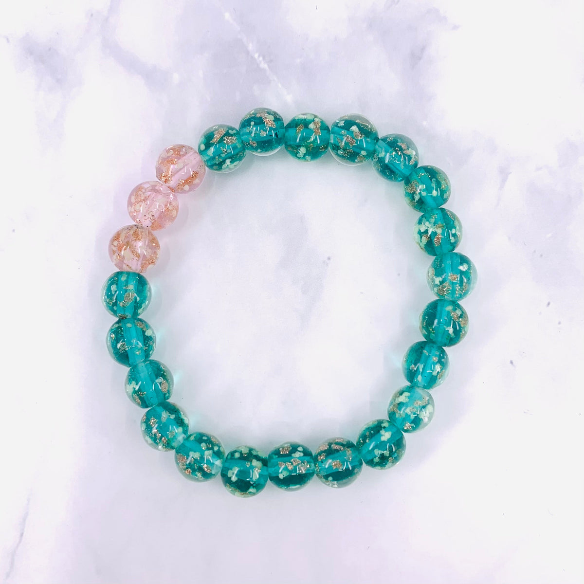 Mermaid Glow Glass Bracelet Jewelry - Teal &amp; Pink 