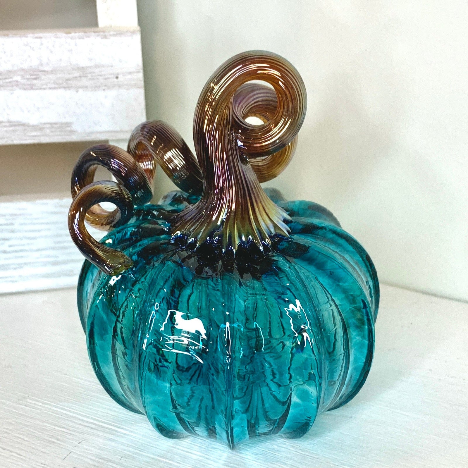 Mini Pumpkin, Aquamarine Pumpkin Luke Adams Glass Blowing Studio 