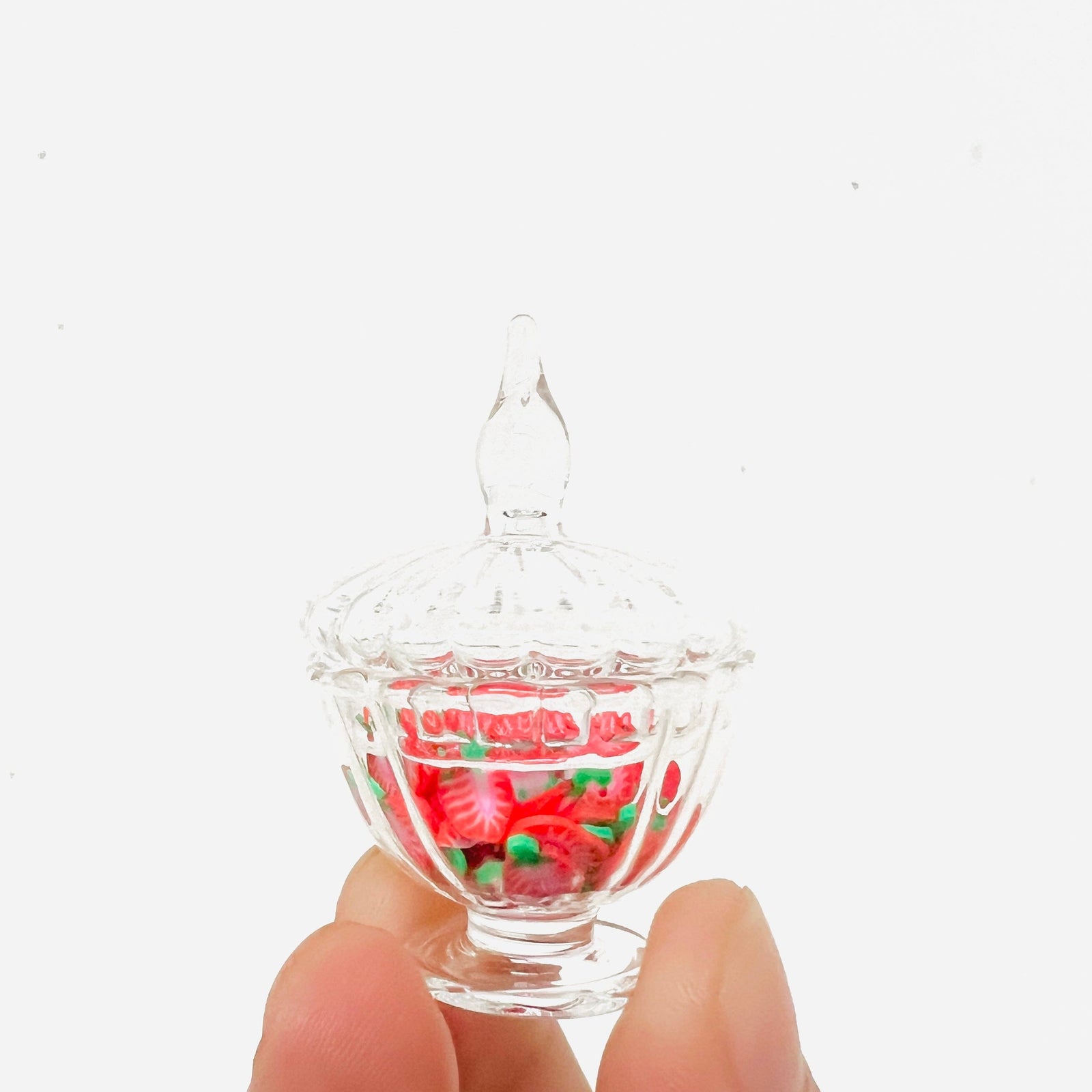 Nana's Tiniest Glass Candy Dish, Strawberry Candies Miniature - 