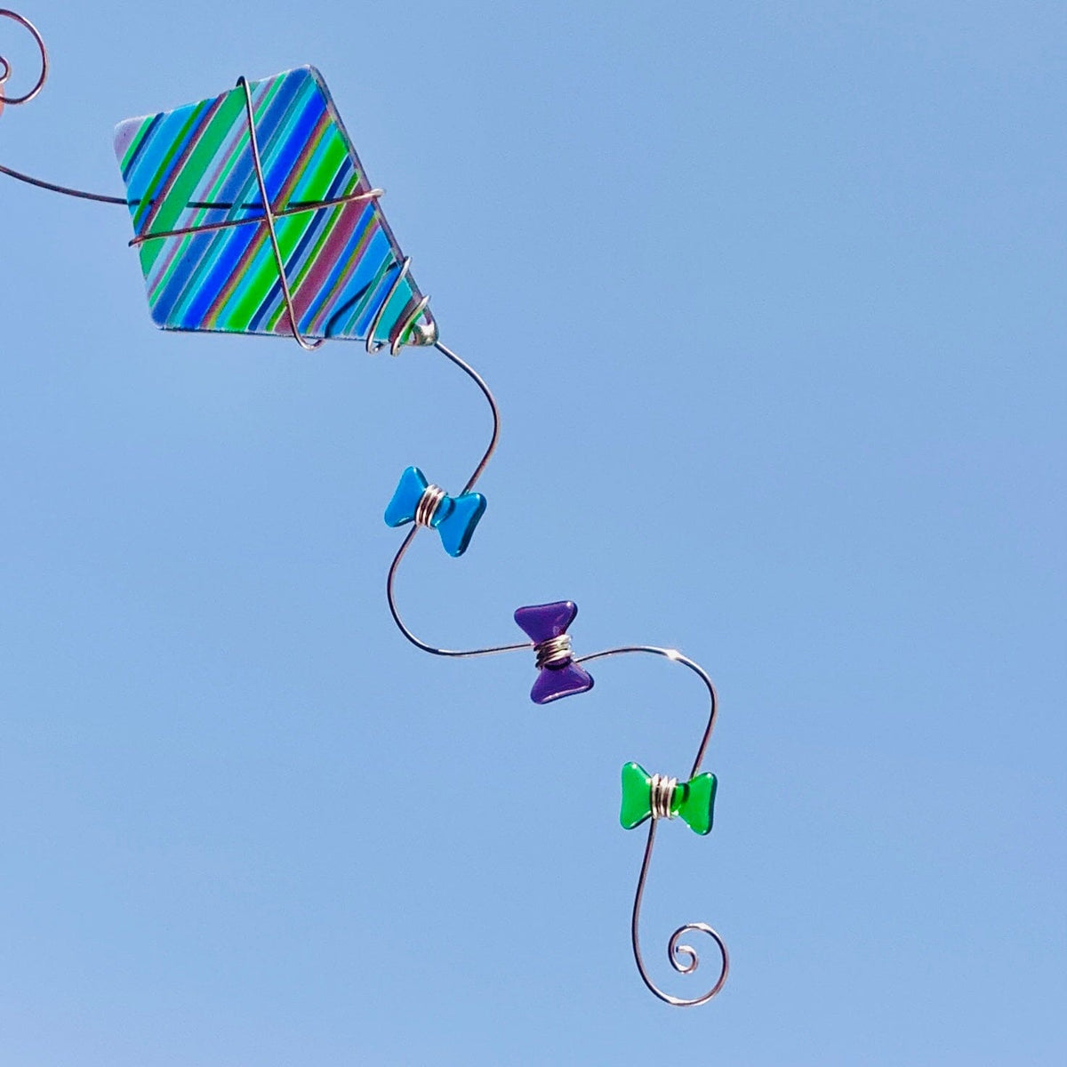 Fused Striped Kites, Violet Sky Ornament Haywire Art 