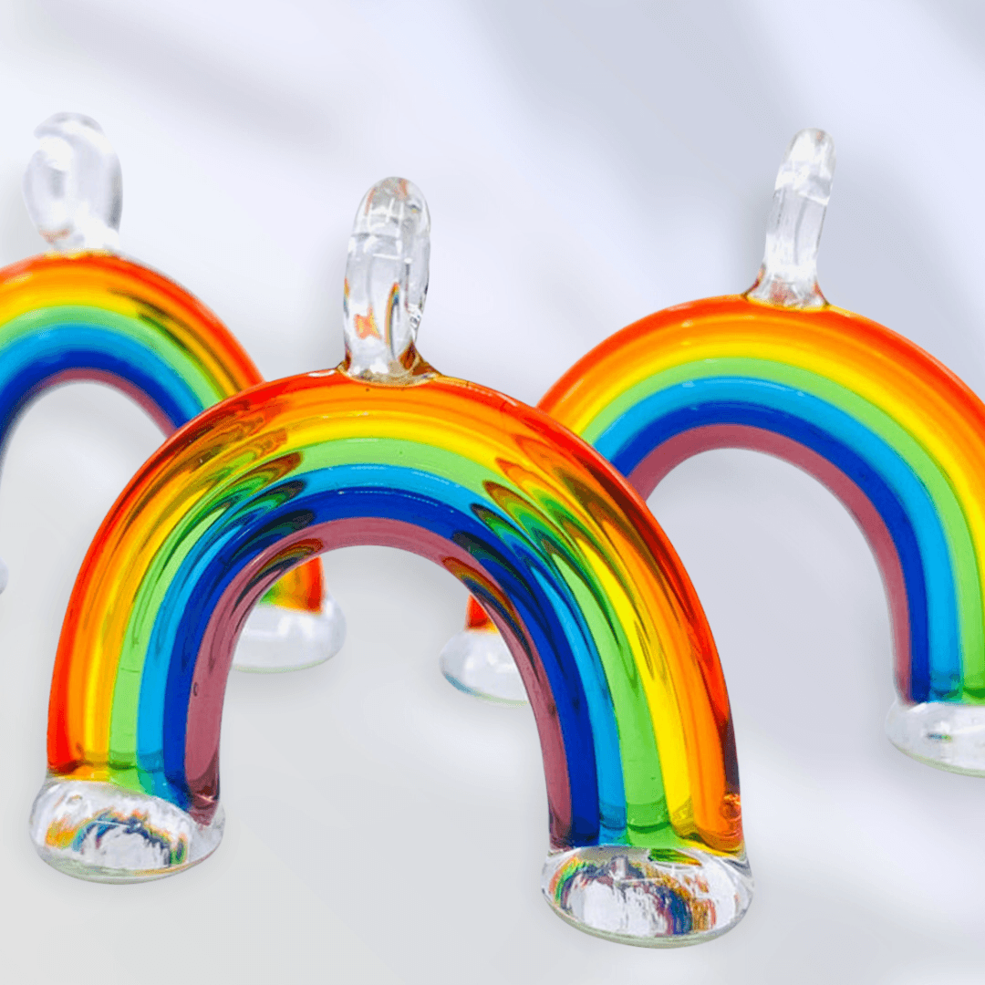 SET OF 3 Hanging Rainbow Ornaments Miniature - 