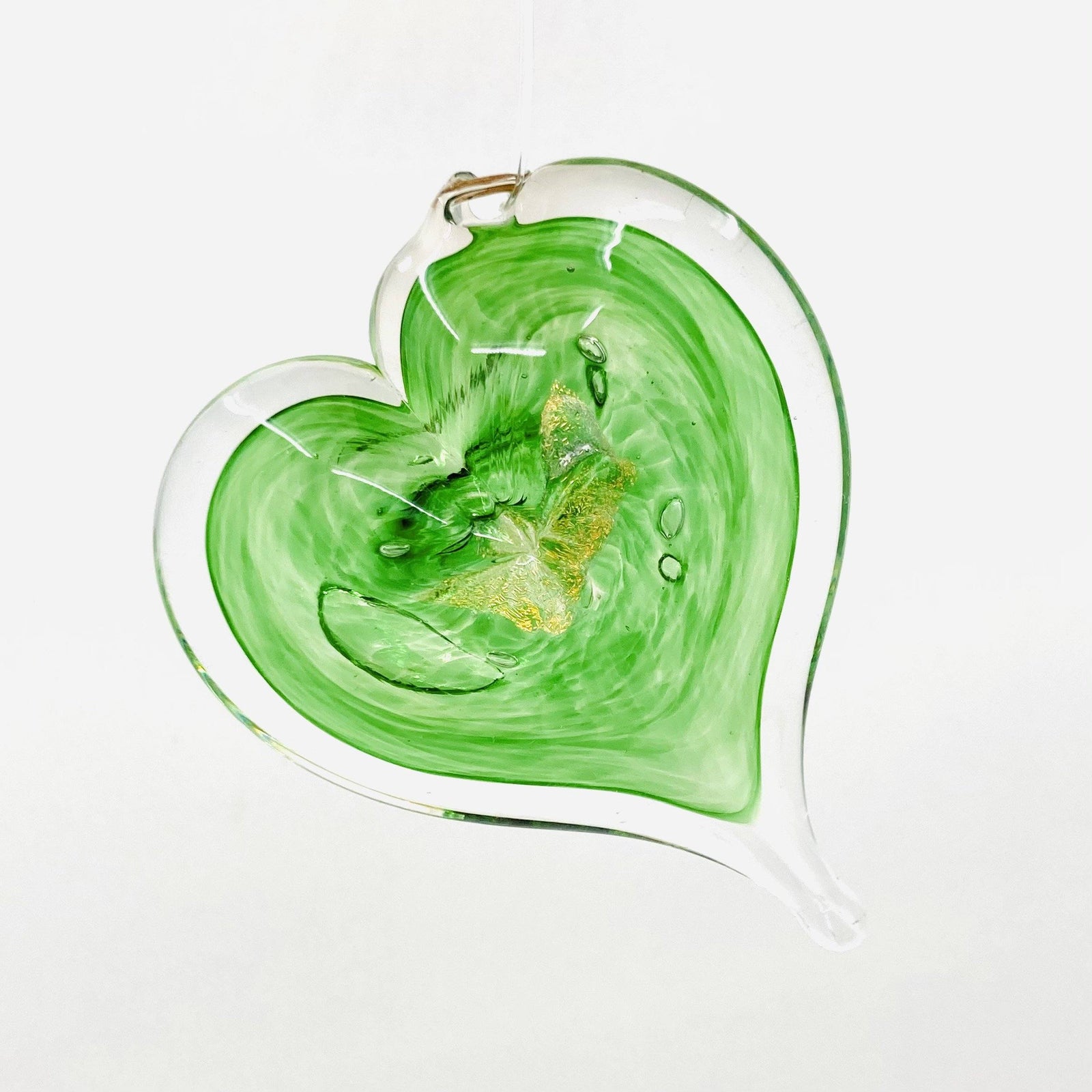 May Birthstone Small Heart- Emerald Luke Adams Glass Blowing Studio 