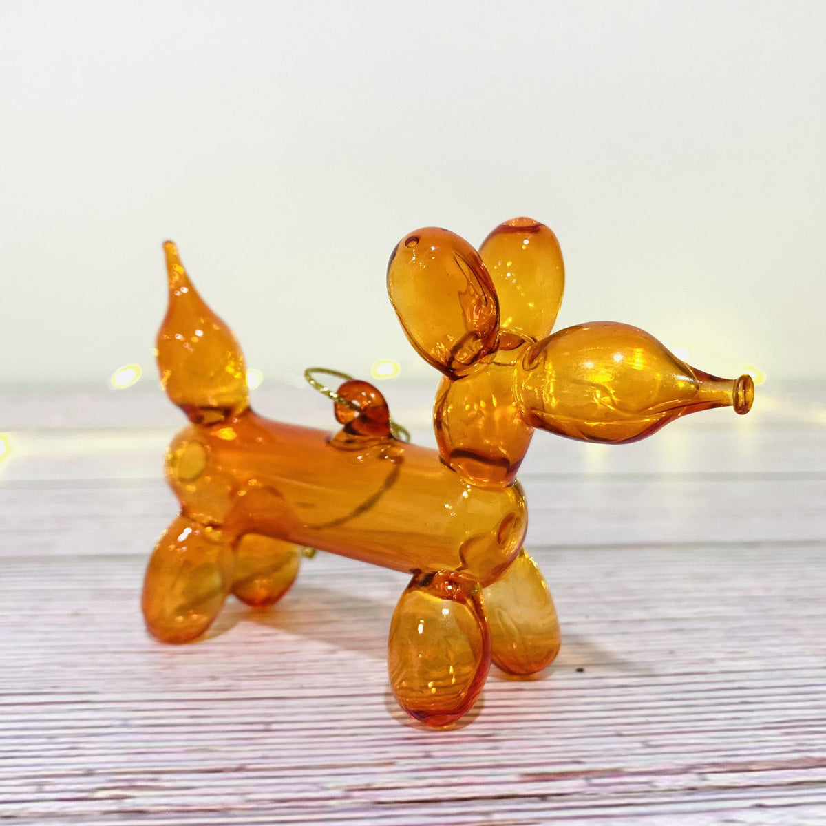 Balloon Dog Glass Ornament Ornament Glitterville Orange 