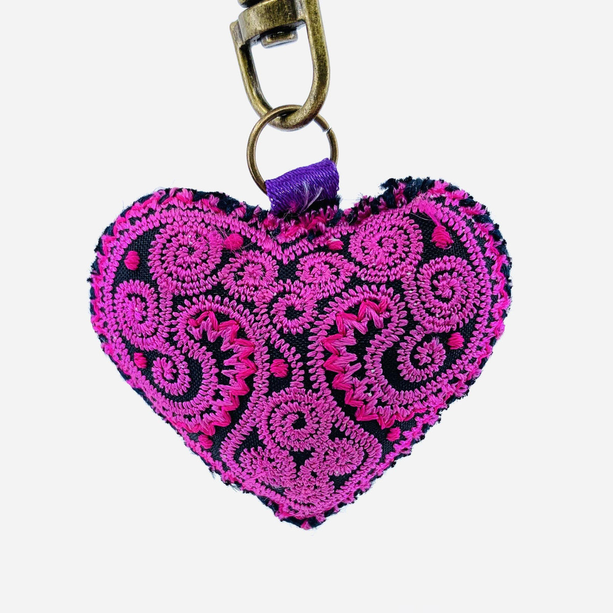 Embroidered Heart Keychain