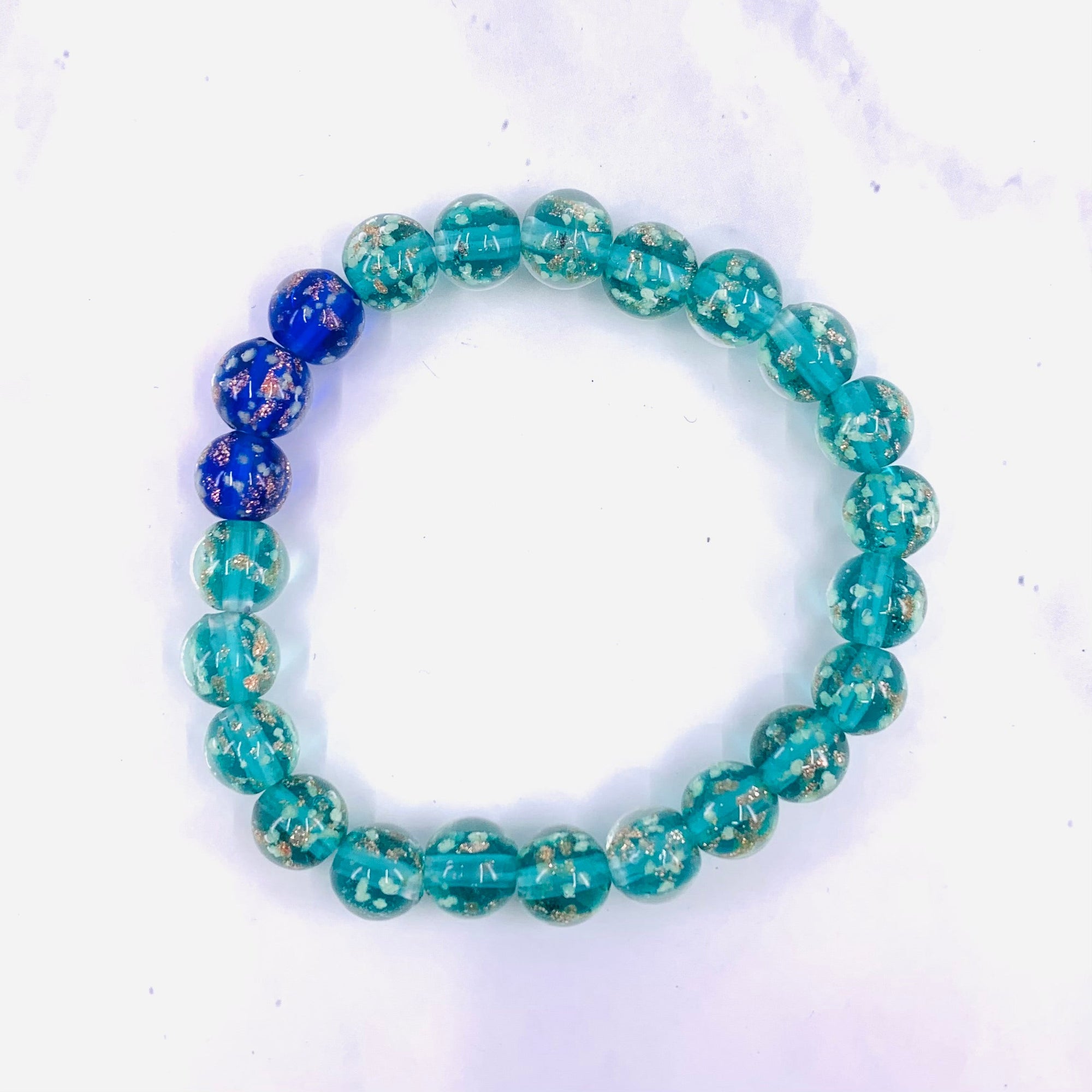 Mermaid Glow Glass Bracelet Jewelry - Teal & Blue 