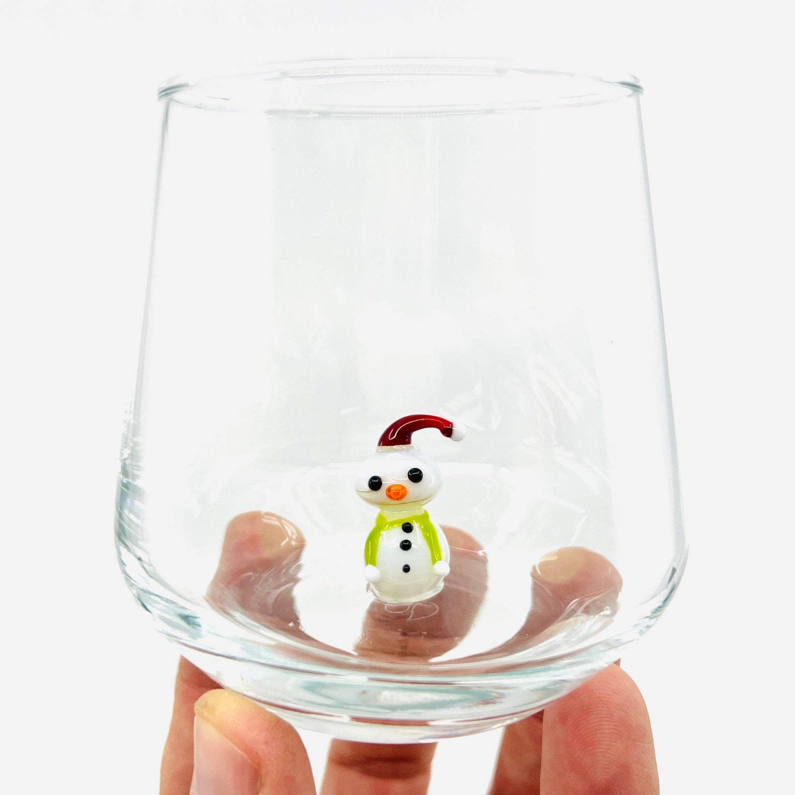 Tiny Animal Wine Glass, Snowman Decor MiniZoo 