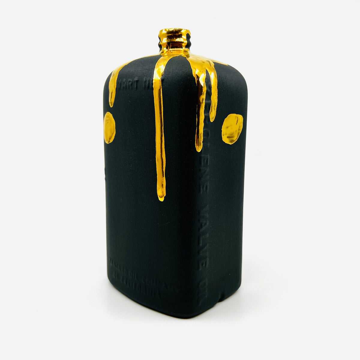 22k Gold Dripped Motor Oil Vase Decor Candy Relics Black 