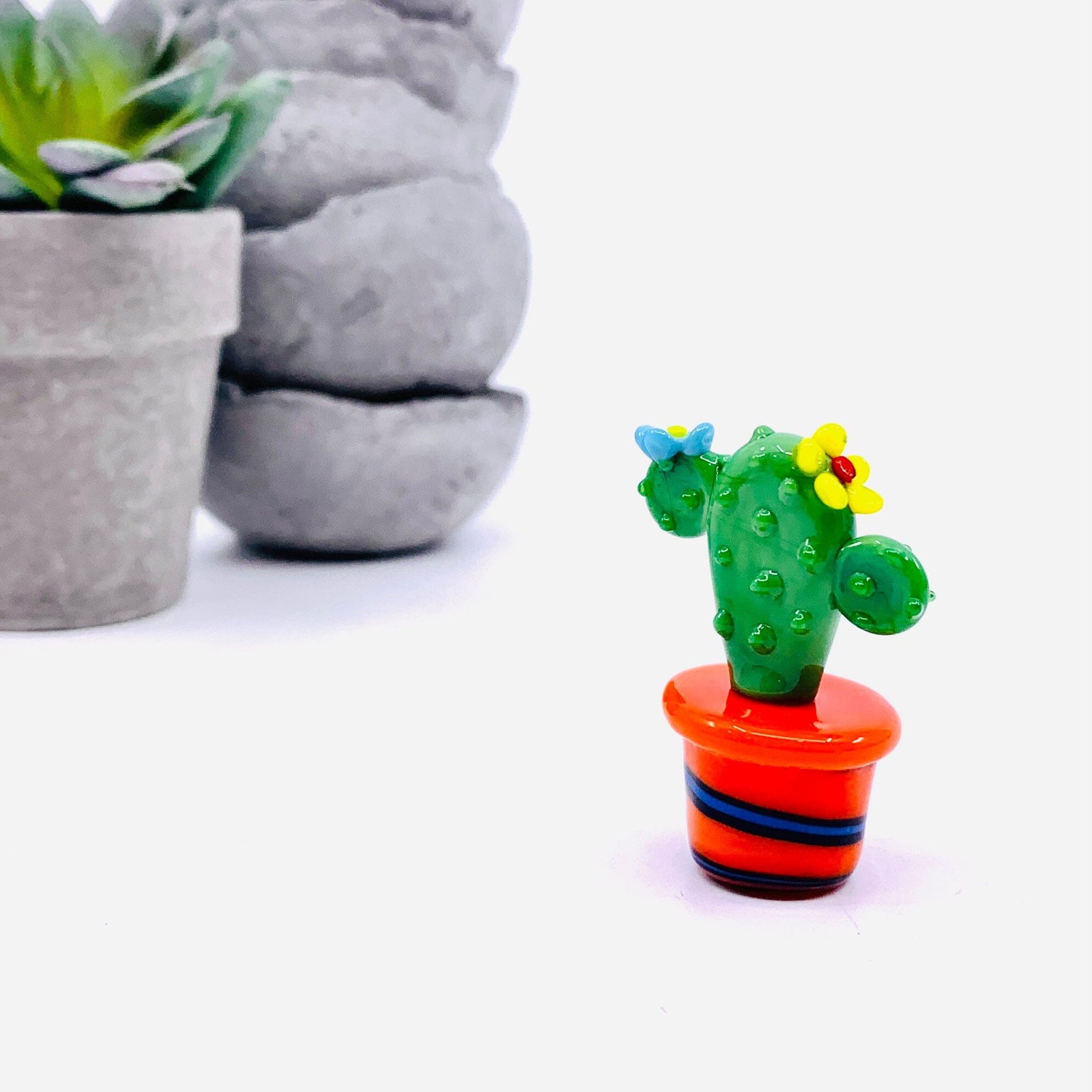 Glass Cactus Tiny Miniature - 