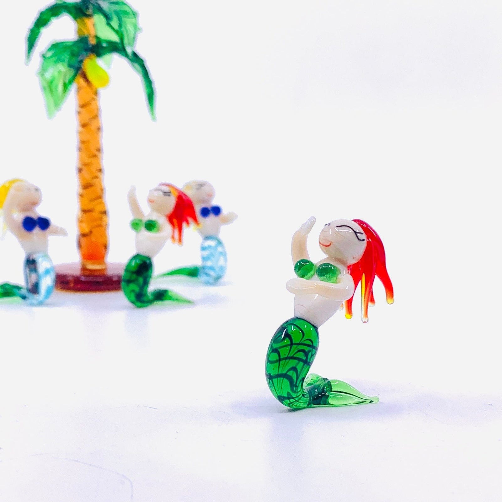 Dancing Glass Mermaid, Red Decor Chesapeake Bay 