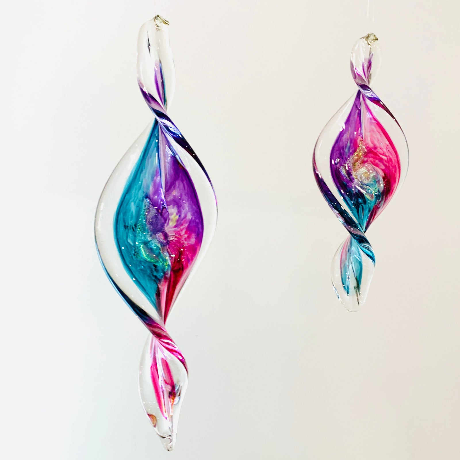 Spiral Ornament, Peacock Suncatcher Luke Adams Glass Blowing Studio 