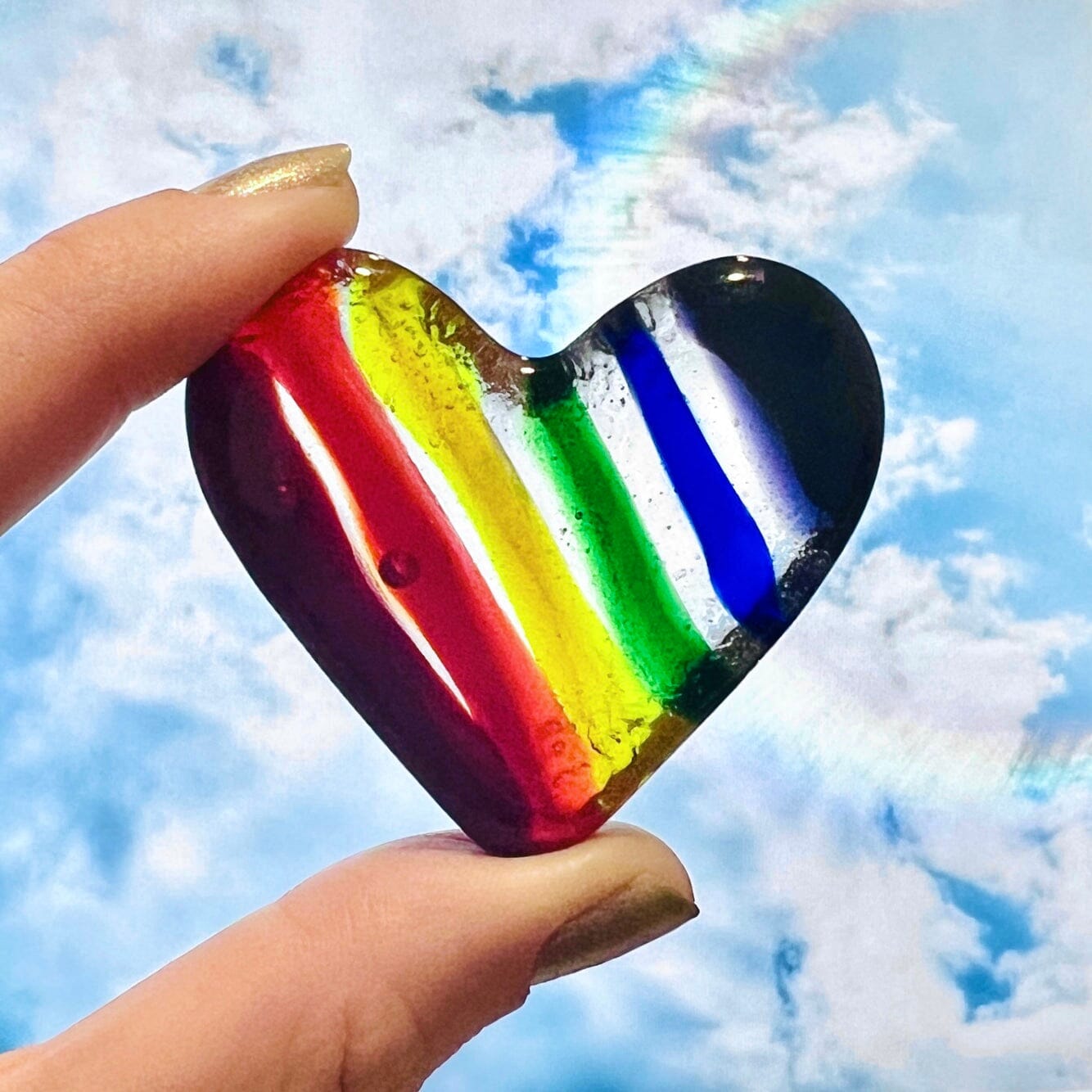 Fused Pocket Heart, Rainbow Ltd Edition Miniature Jean 