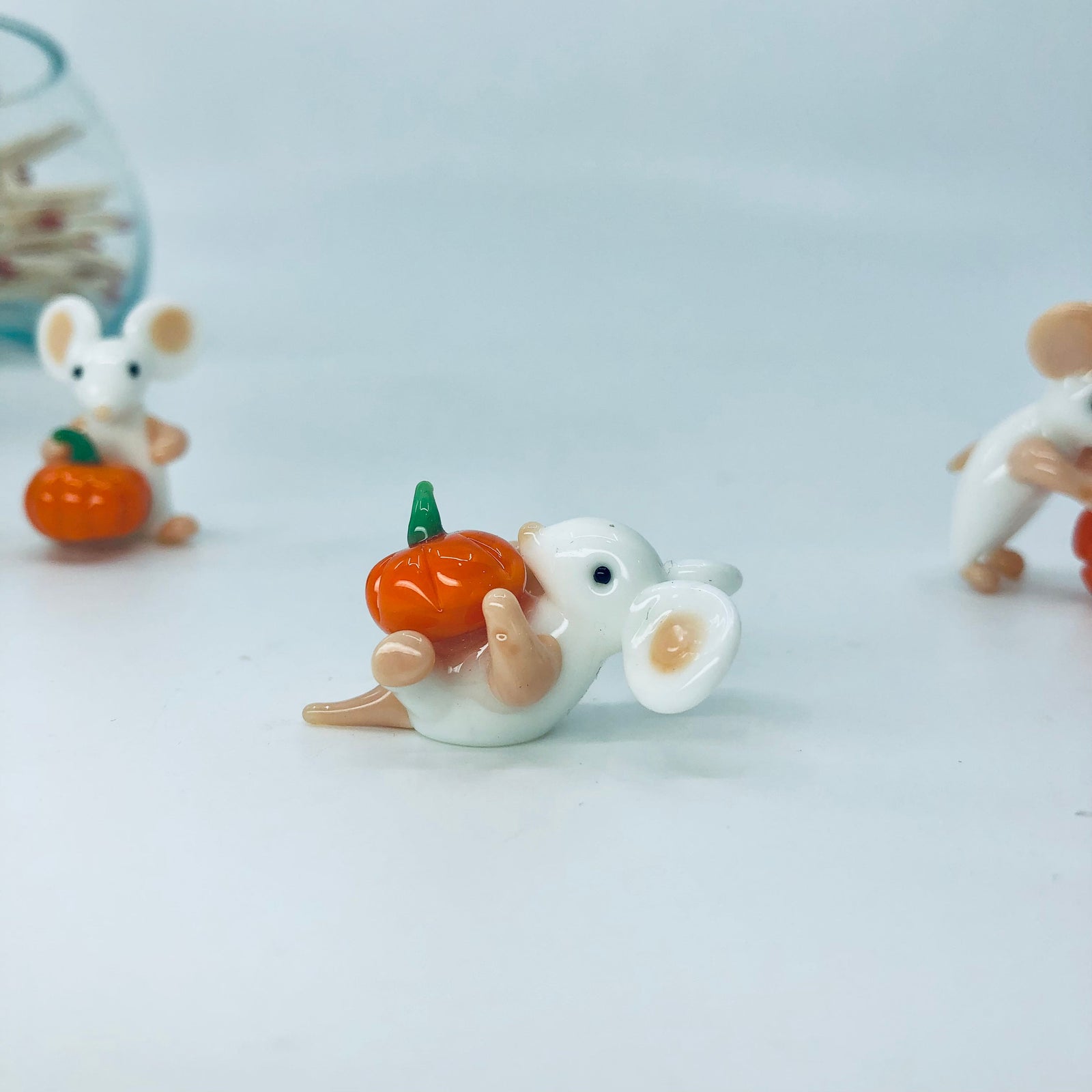 Tiny Pumpkin Pal Mouse - Laying Miniature - 